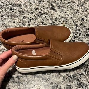 Boys Cat & Jack tan leather slip ons